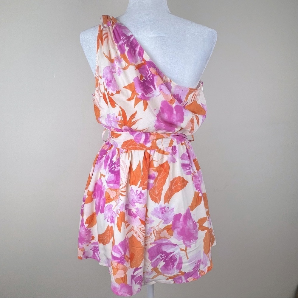 House Of Sienna | Feminine Tropical Vacation One Shoulder Shorts Romper | 8 - Picture 6 of 11
